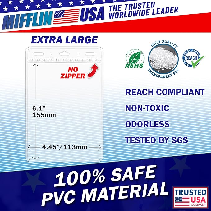Mifflin-USA Passport & Card Holders, Extra Large ID Name Badge Holder, - Image 3