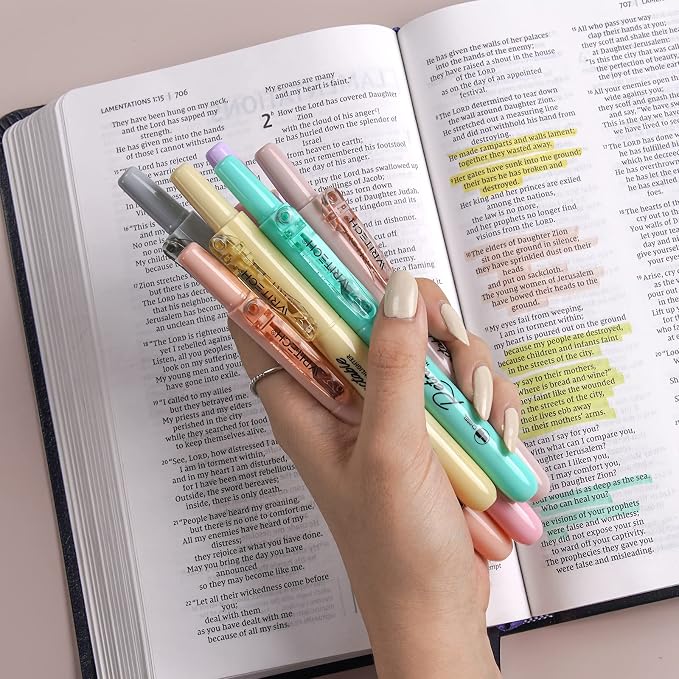 WRITECH Retractable Bible Highlighters Assorted: Pastel Colors No Bleed - Image 9