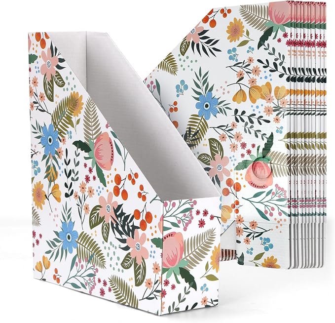 EXYGLO 12 Pack Magazine File Holder, Cardboard Magazine Rack by EXYGLO