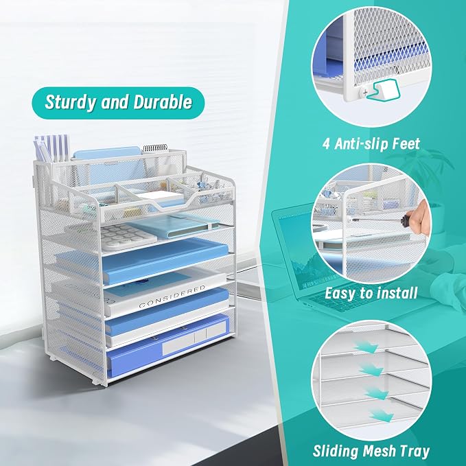 6 Tier Mesh Desk Organizer - Image 4