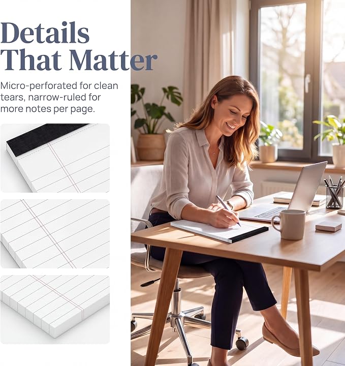 6 Pack Small Legal Pads 5x8 College Ruled White Note Pads 5x8 Writing Pads - Image 5