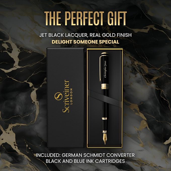 Scriveiner Personalized Black Fountain Pen - Image 7