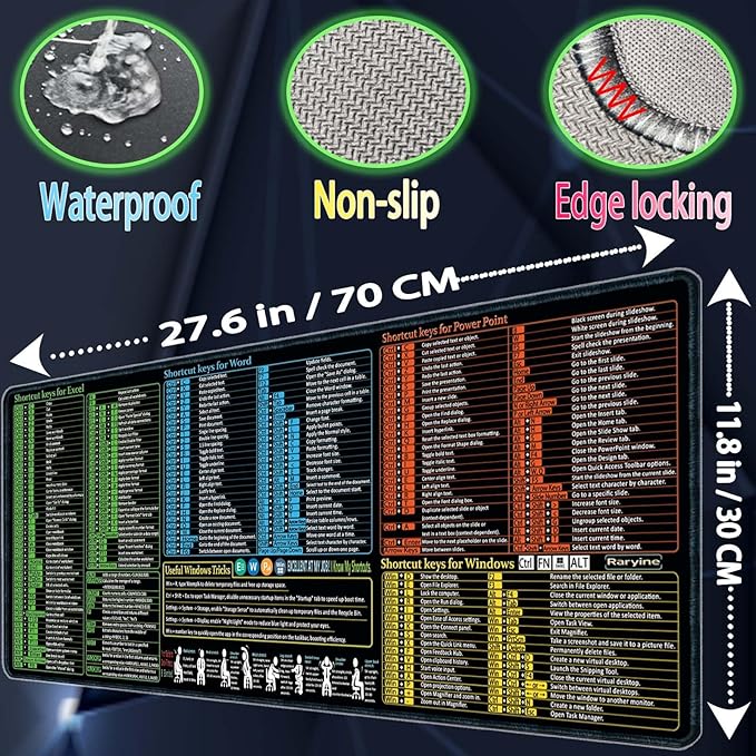 Excel/Word/Power Point/Windows Mouse pad, Non-Slip&Waterproof Large Gaming - Image 3