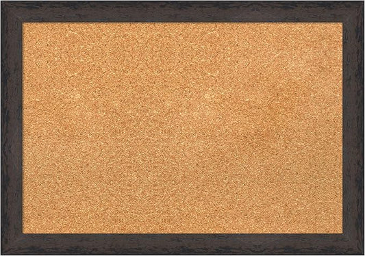 Amanti Art Natural Cork Board for Wall, 19x27 Vision Board with Black Wood Frame, Medium Corkboard Office Decor for Home Organization, Modern Contemporary Corkboard Pinboard to display items for home-DeskLoop Office