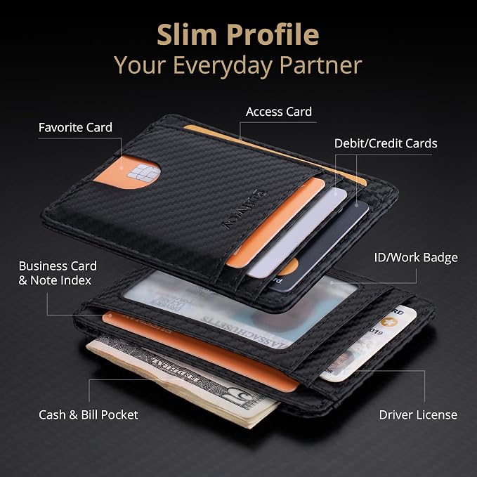 Buffway Slim Minimalist Front Pocket RFID Blocking Leather Wallets - Image 3
