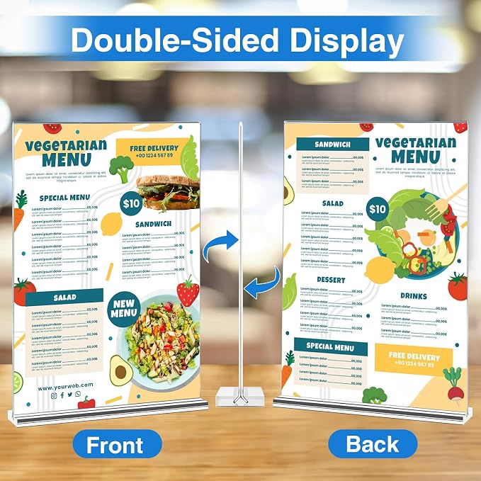 Daofary Acrylic Sign Holder 5 x 7 Inches 6 Pack, Double-Sided Stand up Table - Image 3
