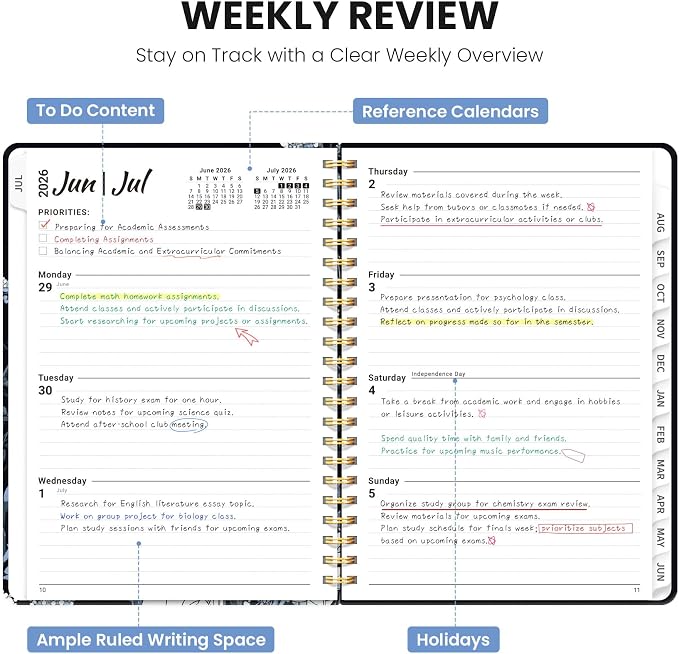 Planner 2026-2027, Hardcover Monthly and Weekly Academic Planner July 2026 - Image 3
