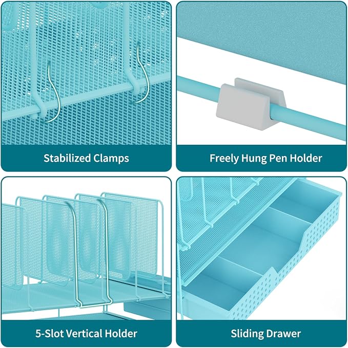 LEKETREE Teal Desk Organizer, Office Organization - Image 5