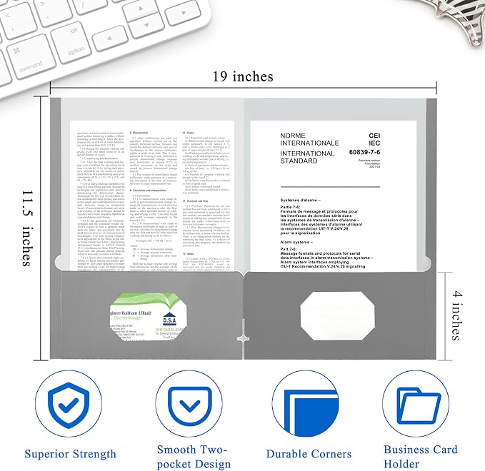 Zzrywuty File folders with Pockets, 25 Pack Paper Folders with Card Slot - Image 2