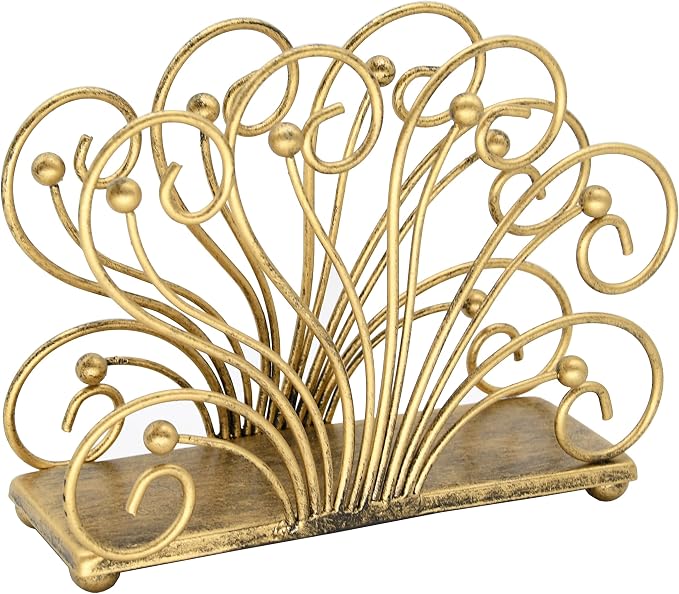 OwlGift Modern Flaunting Peacock Tail Napkin Holder, Antique Design Metal - Image 6