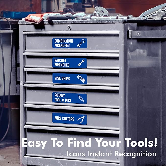 90 PCS Magnetic Toolbox Labels, 82 Pre-Printed & 8 Blanks Large Size Tool Chest - Image 5
