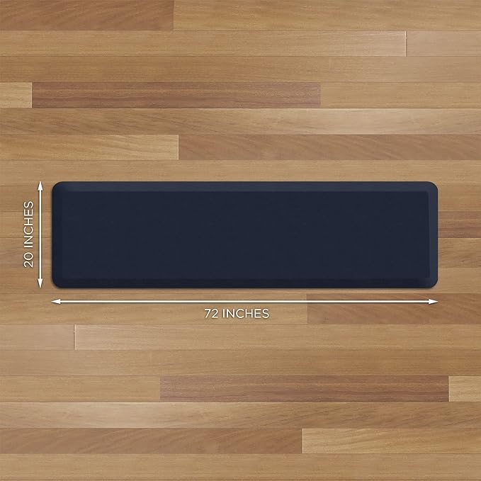 GelPro Anti Fatigue Nonslip Mat: Hard Floor Utility Mats for Garage, Patio and Kitchen - 20" x 72" x .5" - Leather Grain Navy-DeskLoop Office