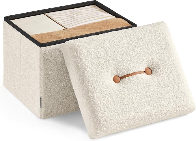 SONGMICS Small Folding Storage Ottoman, Foot Rest Stool, 12.2 x 16.1 x 12.2 by Unknown