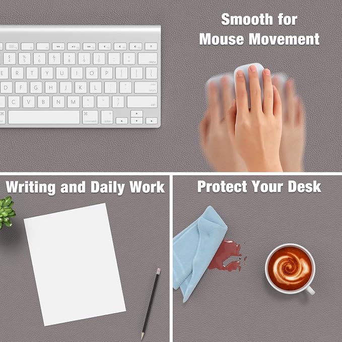 Hsurbtra Desk Pad, 23.6" x 13.8" PU Leather Desk Mat, M Extended Mouse Pad - Image 4