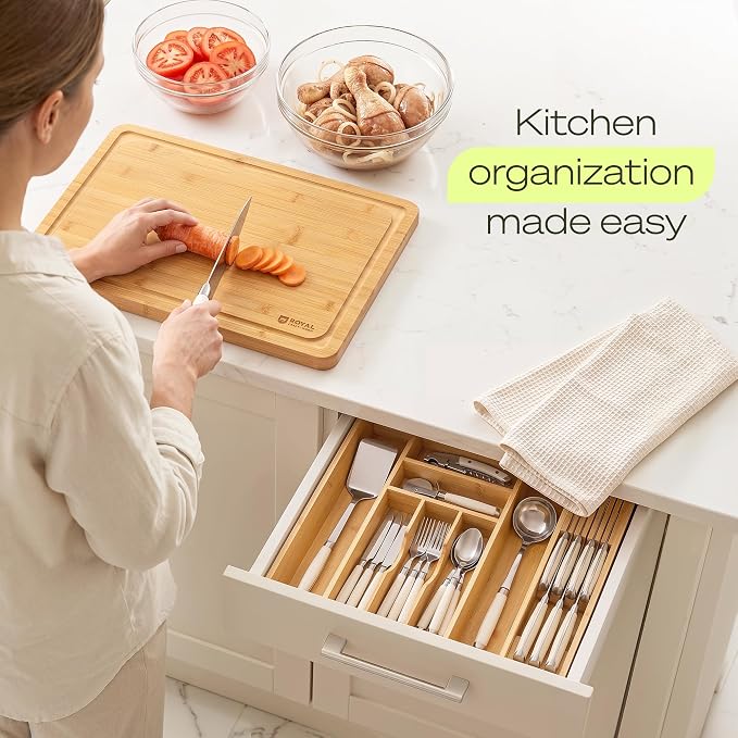 Drawer Organizer for Kitchen Organization – Expandable Bamboo Silverware Drawer - Image 9
