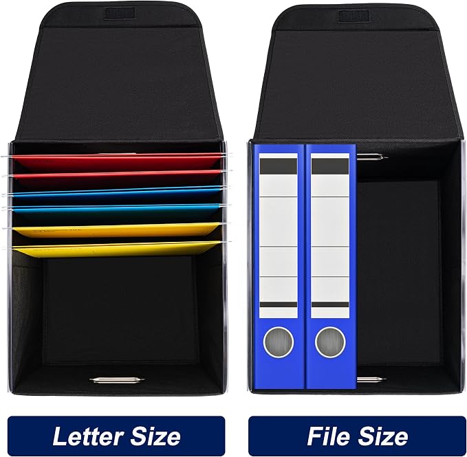 File Organizer Box with Lid, Large Hanging File Folder Organizer with Plastic - Image 5