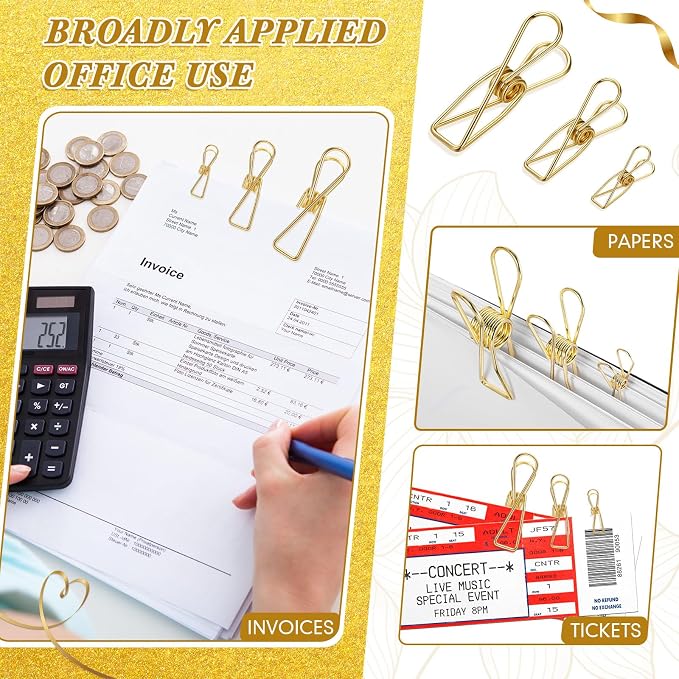 100 Pcs Paper Clips Metal Wire Hollow Out Clothespins Multi Purpose Utility - Image 5