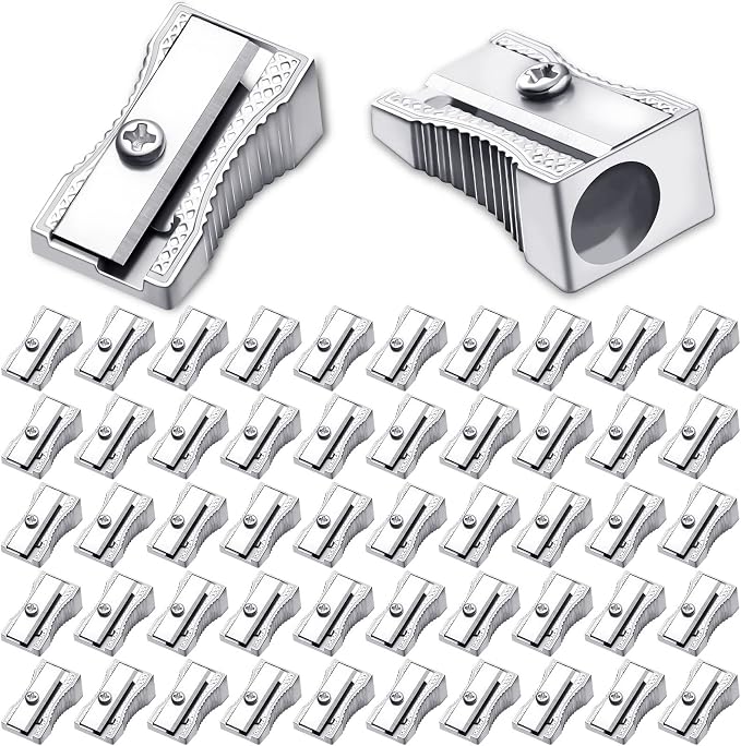 Fumete 96 Pcs Metal Mini Pencil Sharpeners Bulk Handheld Metal Pencil by Fumete