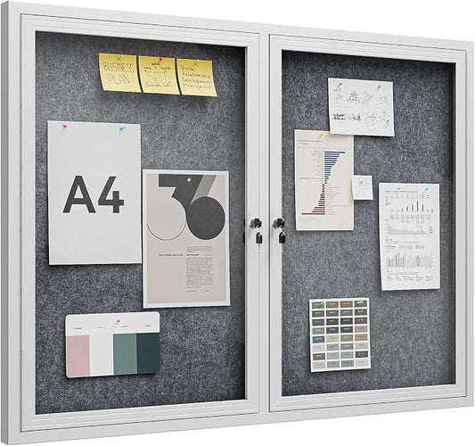 48"x36" Lockable Enclosed Bulletin Board, Outdoor Flet Weather-Resistant by Unknown