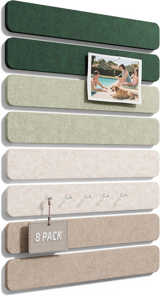 Fluxynara Cork Board Alternative Felt Strip Board 8-Pack 13"x2", Office Pin by FLUXYNARA