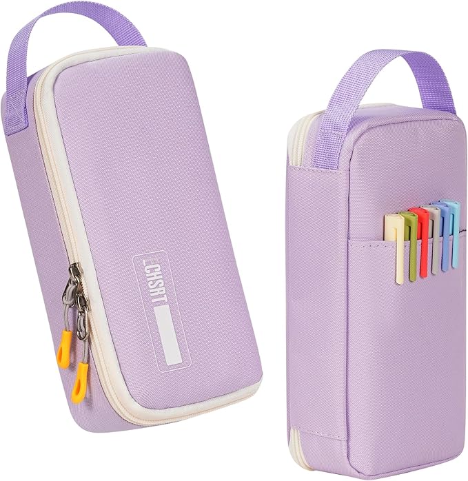 ECHSRT Big Pencil Case, Aesthetic Portable Zipper Pencil Bag with Hidden Pocket, Special Pouch for Men Women Adults, Stationery Organizer Pen Cases for Office Travel, Light Purple-DeskLoop Office