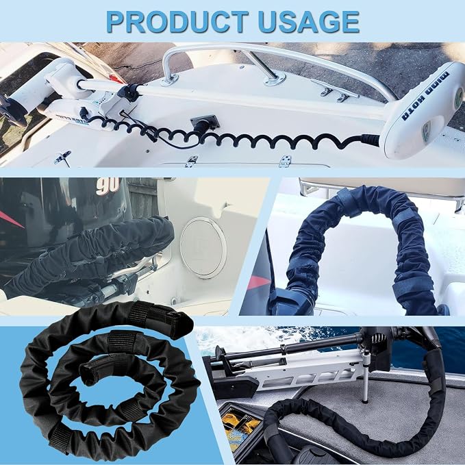 48inch Black Trolling Motor Cable Sleeve | Heavy-Duty Polyester 2" Diameter - Image 6