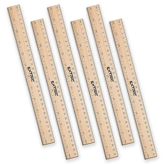 Rulers 6 Pack - Rulers 12 Inch, Wood Ruler by EXTRIC