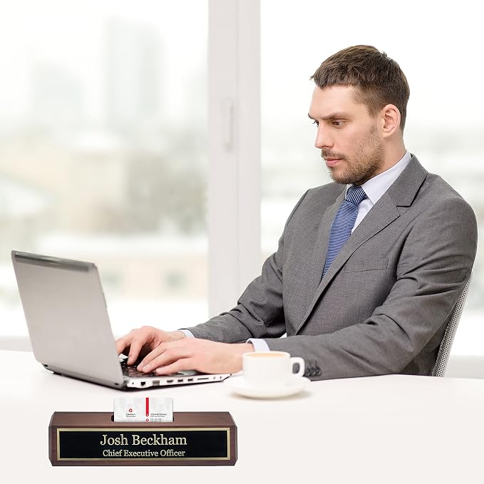Business Wood Name Plate for Desk | Custom Desk Name Plate Personalized Gift - Image 6