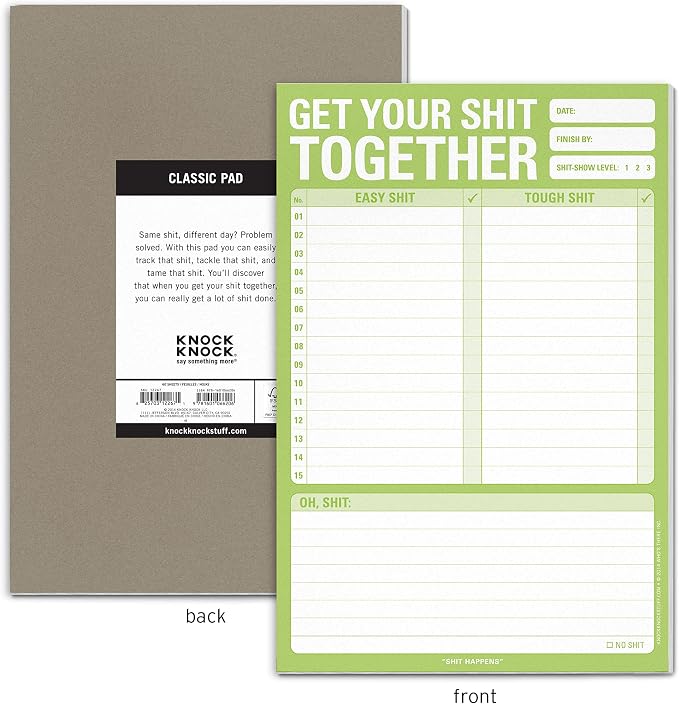 1-Count Knock Knock Get Your Shit Together Pad, To Do List Notepad & Daily - Image 2