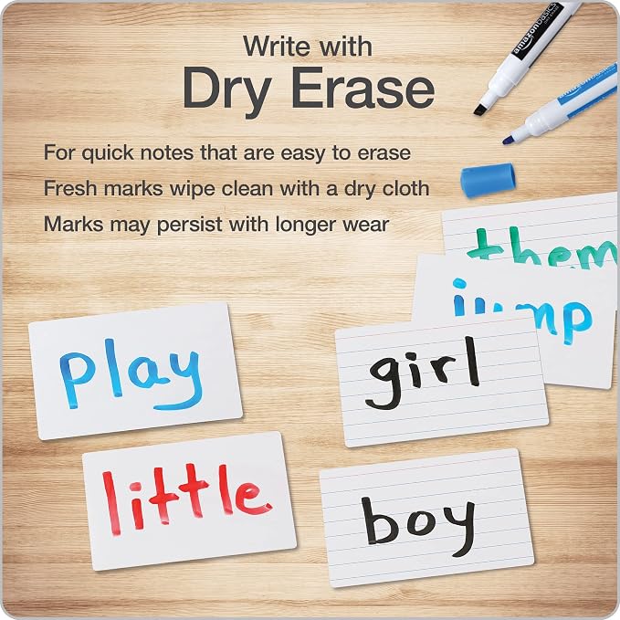 Oxford Dry Erase Index Cards, Blank & Ruled Multipack, Reusable Flash Cards - Image 4