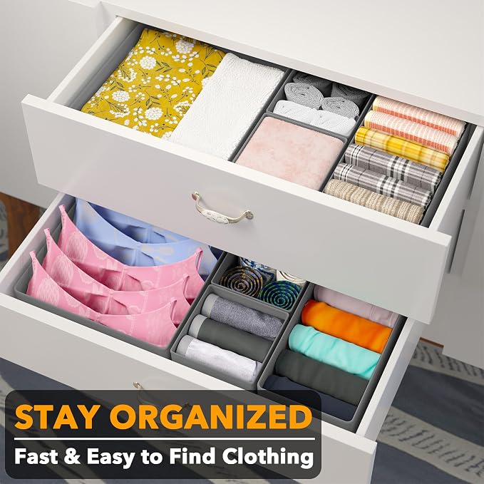 SpaceAid Drawer Organizer Clothes, 12 Pack Dresser Organizer Bins - Image 3