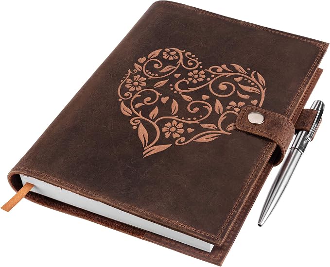 moonster Refillable Leather Journal Embossed Heart Shape Cover Design Journals - Image 9