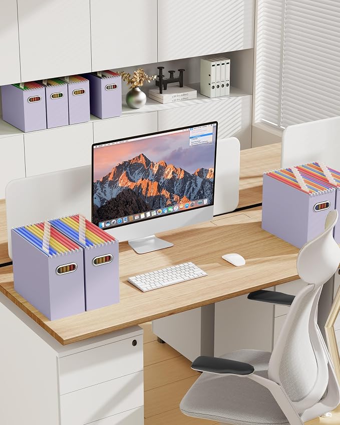 Oterri File Organizer Box, Portable Collapsible Cardboard File Folder Organizer - Image 3