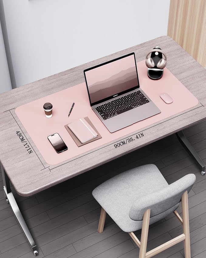 YSAGi Double-Sided Desk Pad, 35.4"x17"Leather Desk Mat, Eco Cork Desk Pad - Image 2