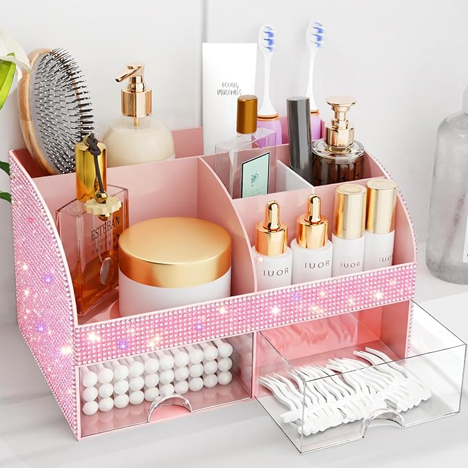Bling Makeup Organizer with Drawers, Cosmetic Storage by COMFYROOM