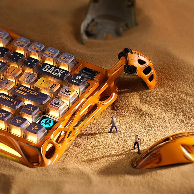GravaStar Mercury K1 Pro Wireless Mechanical Gaming Keyboard, Aluminum Alloy 75% Layout, Hot-Swappable RGB Custom Keyboard with Linear Switches – Handcrafted Battle-Worn Yellow Edition-DeskLoop Office