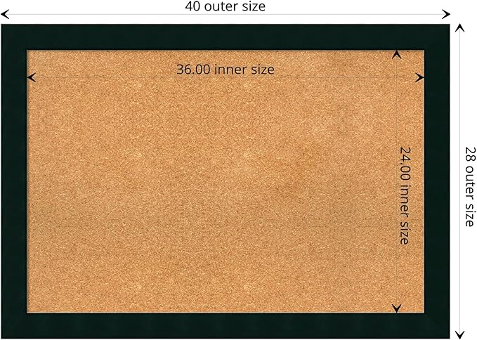 Amanti Art Natural Cork Board for Wall, 28x40 Vision Board with Black Wood Frame, Large Corkboard Office Decor for Home Organization, Modern Contemporary Corkboard Pinboard to display items for home-DeskLoop Office