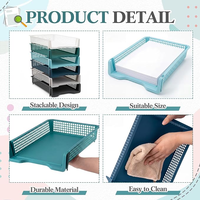 Geetery Set of 12 Turn in Trays Classroom Plastic Trays - Image 3