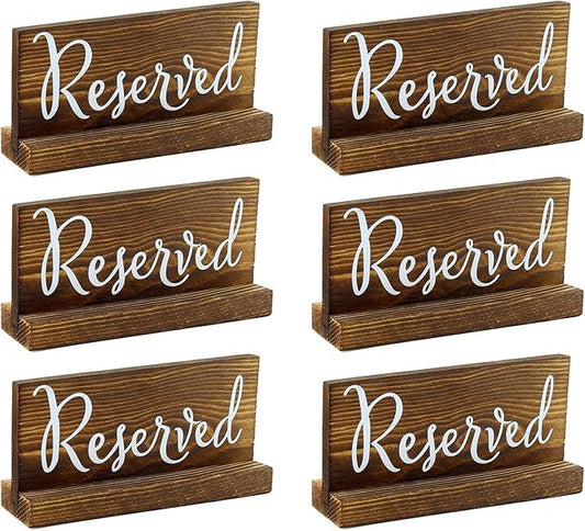 Darware Wooden Reserved Signs for Tables; Rustic Real Table Signs by Darware
