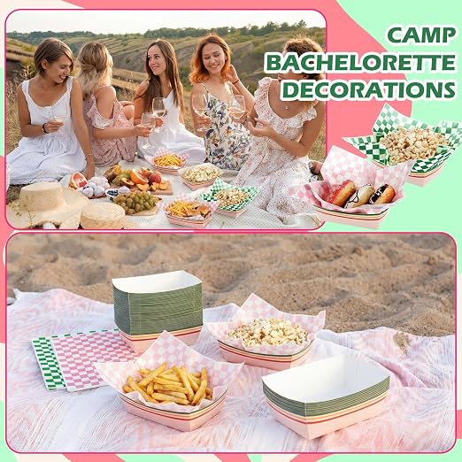Geosar 100 Pcs Gingham Party Supply Disposable Paper Food Tray Bulk Disposable - Image 7