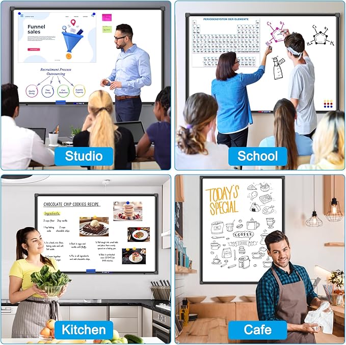 H-Qprobd 48"x24" Magnetic White Board Dry Erase Wall Mount Whiteboard - Office Home Classrooms White Board Hanging Writing Board with Black Aluminum Frame-DeskLoop Office