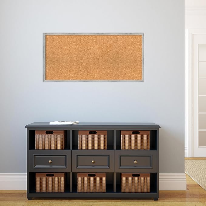 Amanti Art Natural Cork Board for Wall, 19x39 Vision Board with White Frame, Large Corkboard Office Decor for Home Organization, Cottage Corkboard Pinboard to Display Items for Home Organization in-DeskLoop Office