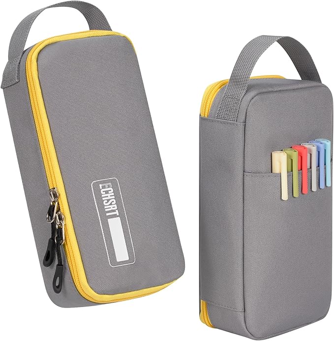 ECHSRT Big Pencil Case, Aesthetic Portable Zipper Pencil Bag with Hidden Pocket, Special Pouch for Men Women Adults, Stationery Organizer Pen Cases for Office Travel, Grey-DeskLoop Office