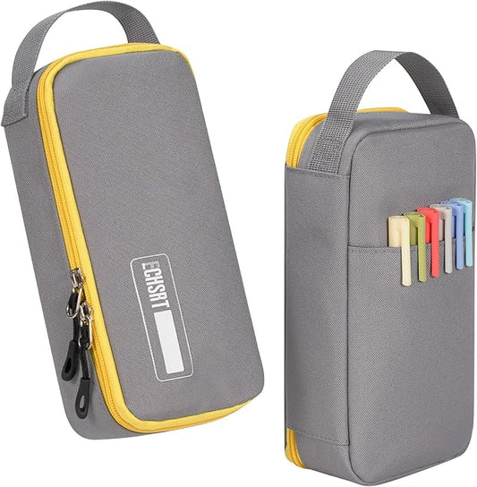 ECHSRT Big Pencil Case, Aesthetic Portable Zipper Pencil Bag with Hidden Pocket, Special Pouch for Men Women Adults, Stationery Organizer Pen Cases for Office Travel, Grey-DeskLoop Office