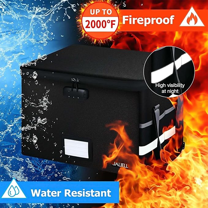 File Box with Lock, Fireproof Document File Organizer Box with Zipper & - Image 4