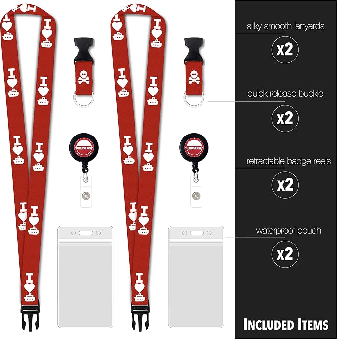 Cruise On Cruise Lanyard for Ship Cards – 2-Pack Retractable Badge & Waterproof - Image 3