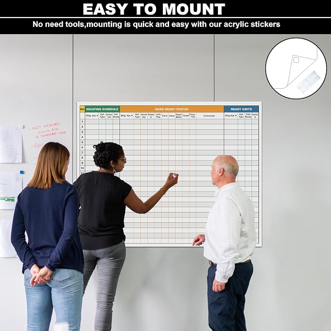 Extra Large Property Management Make Ready White Board, 36X45 Inch Big Dry - Image 6