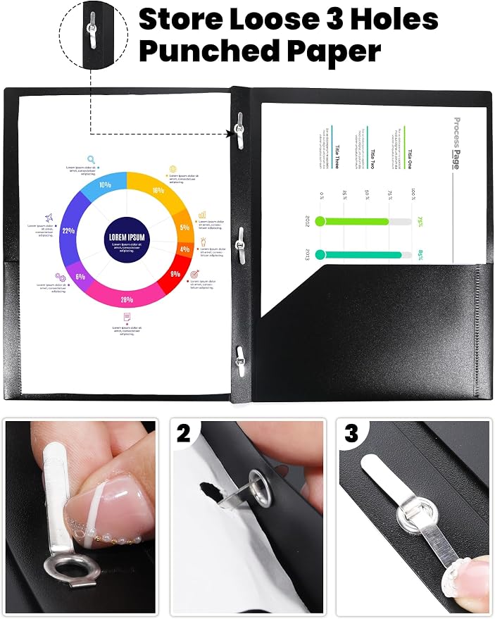 SUNEE 12-Pack Black Plastic Folders - Image 3
