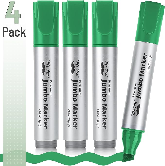 Mr. Pen- Jumbo Permanent Markers, 4 Pack, Chisel Tip, Wide Tip | Large - Image 2