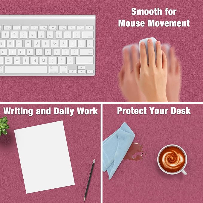 Hsurbtra Desk Pad, 23.6" x 13.8" PU Leather Desk Mat, M Extended Mouse Pad - Image 4